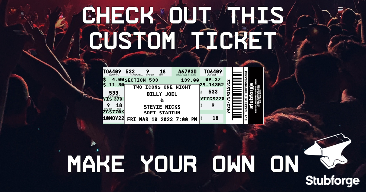 BILLY JOEL FRI MAR 10 2023 700 PM 👉 A custom designed replica ticket