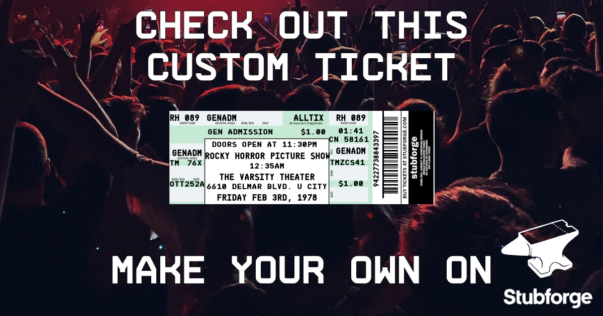 ROCKY HORROR PICTURE SHOW 👉 A custom designed replica ticket that you ...