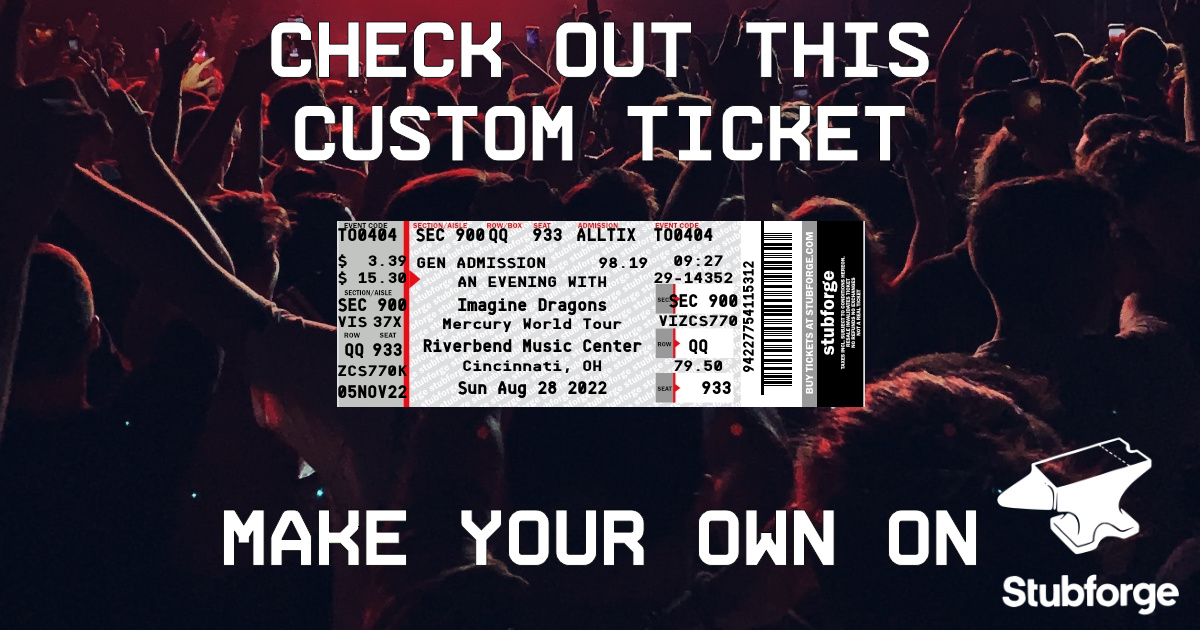 IMAGINE DRAGONS 👉 A custom designed replica ticket that you can buy